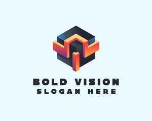 3D Futuristic Technology Cube logo design