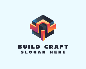 3D Futuristic Technology Cube logo design