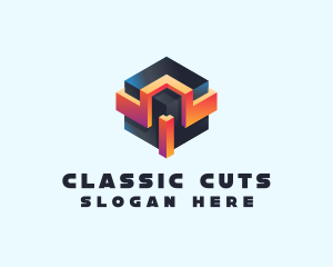 3D Futuristic Technology Cube logo design