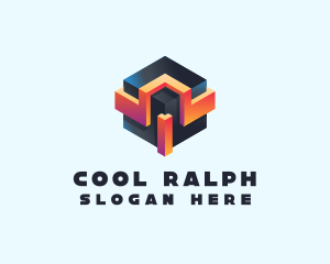 3D Futuristic Technology Cube logo design