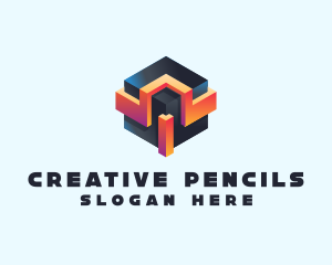 3D Futuristic Technology Cube logo design