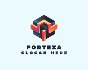 3D Futuristic Technology Cube logo design