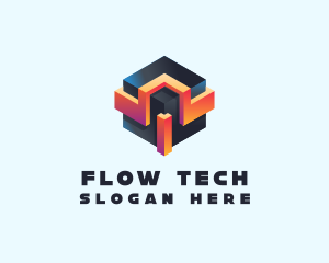 3D Futuristic Technology Cube logo design