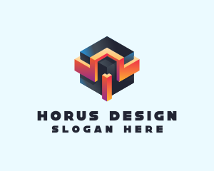 3D Futuristic Technology Cube logo design