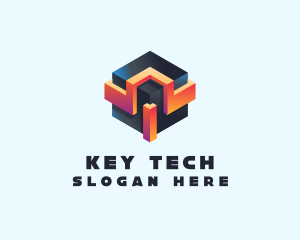 3D Futuristic Technology Cube logo design