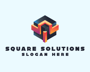 3D Futuristic Technology Cube logo design