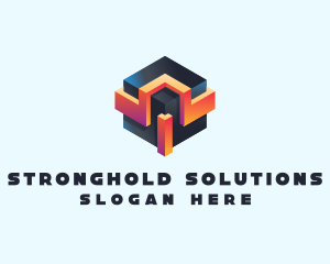 3D Futuristic Technology Cube logo design