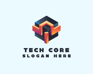 3D Futuristic Technology Cube logo design