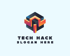 3D Futuristic Technology Cube logo design