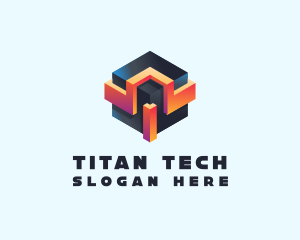 3D Futuristic Technology Cube logo design