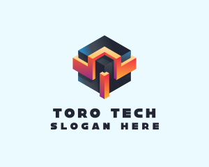 3D Futuristic Technology Cube logo design