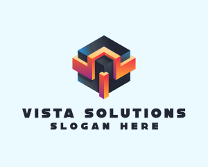 3D Futuristic Technology Cube logo design