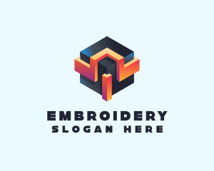 3D Futuristic Technology Cube logo design