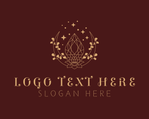 Gemstone - Moon Gemstone Lotus logo design