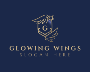 Wings Shield Crown logo design