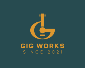 Acoustic Letter G Guitar logo design