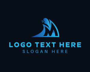 Ocean - Surfing Wave Letter M logo design