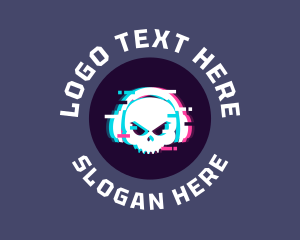 Composer - Glitch Skull Headphone logo design