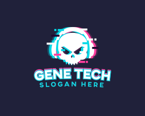 Glitch Skull Headphone logo design