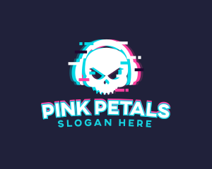 Glitch Skull Headphone logo design