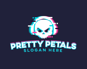 Glitch Skull Headphone logo design