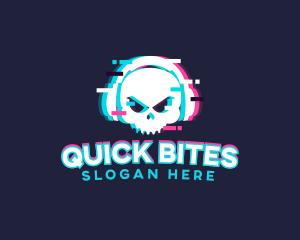 Glitch Skull Headphone logo design