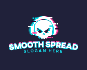 Glitch Skull Headphone logo design