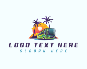 Bus Stops - Tropical Shuttle Bus logo design