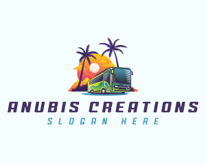 Tropical Shuttle Bus Tour logo design