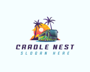 Tropical Shuttle Bus Tour logo design