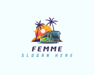 Tropical Shuttle Bus Tour logo design