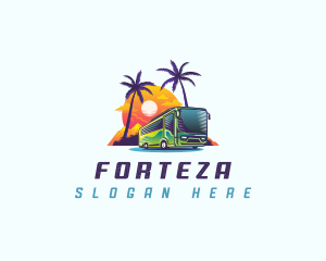 Tropical Shuttle Bus Tour logo design