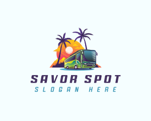 Tropical Shuttle Bus Tour logo design