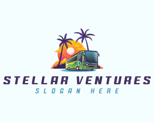 Tropical Shuttle Bus Tour logo design