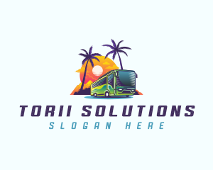 Tropical Shuttle Bus Tour logo design