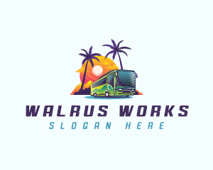 Tropical Shuttle Bus Tour logo design