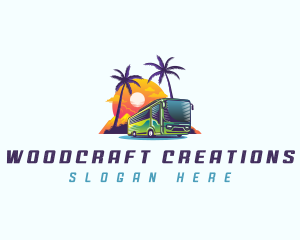 Tropical Shuttle Bus Tour logo design