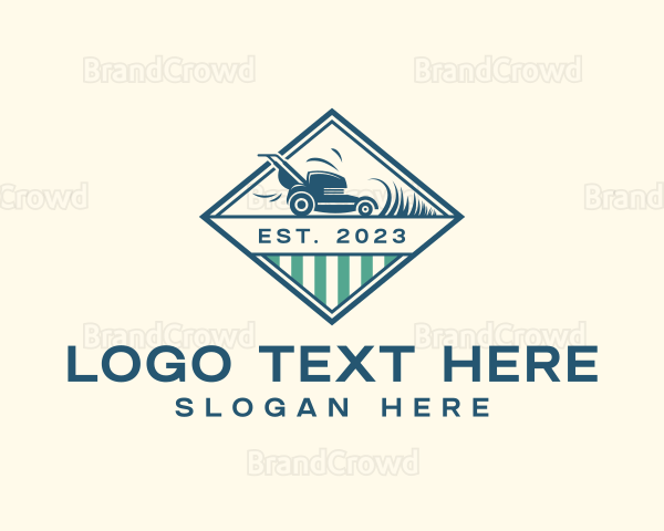 Grass Cutting Gardener Mower Logo