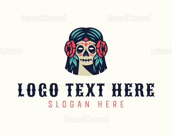 Floral Skull Flower Logo