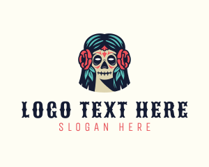 Festival - Sugar Skull Flower logo design