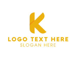 Multimedia - Golden Letter K logo design