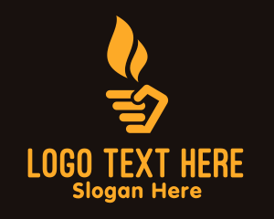 Campfire - Yellow Hand Torch logo design