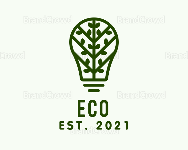 Green Vine Light Bulb Logo