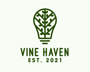 Green Vine Light Bulb  logo design