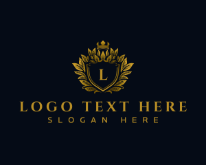 Luxury - Luxury Crown Leaves Shield logo design