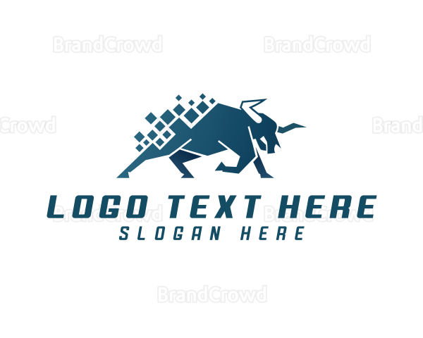 Pixel Bull Business Logo