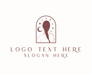 Blogger - Braid Hair Moon Star logo design