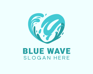 Blue Heart Wave logo design
