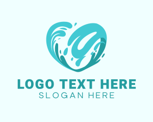 Aquatic - Blue Heart Wave logo design