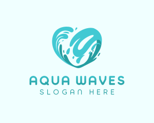 Blue Heart Wave logo design